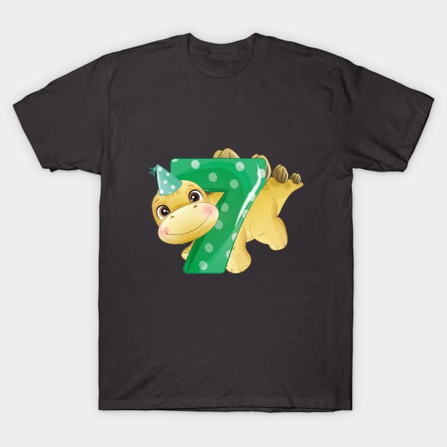 7th Birthday Cute Little Dinosaur T-Shirt by My_Store